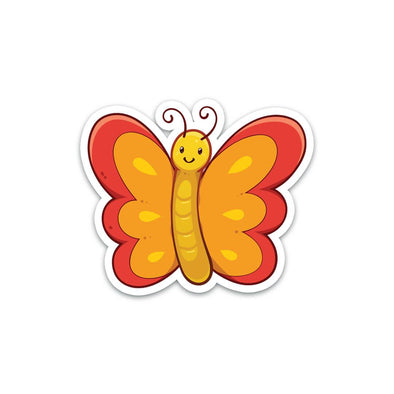 Red And Orange Butterfly Sticker - Soshl Tags