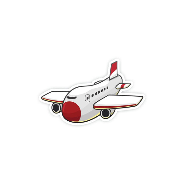 Red and White Jumbo Jet Sticker - Soshl Tags
