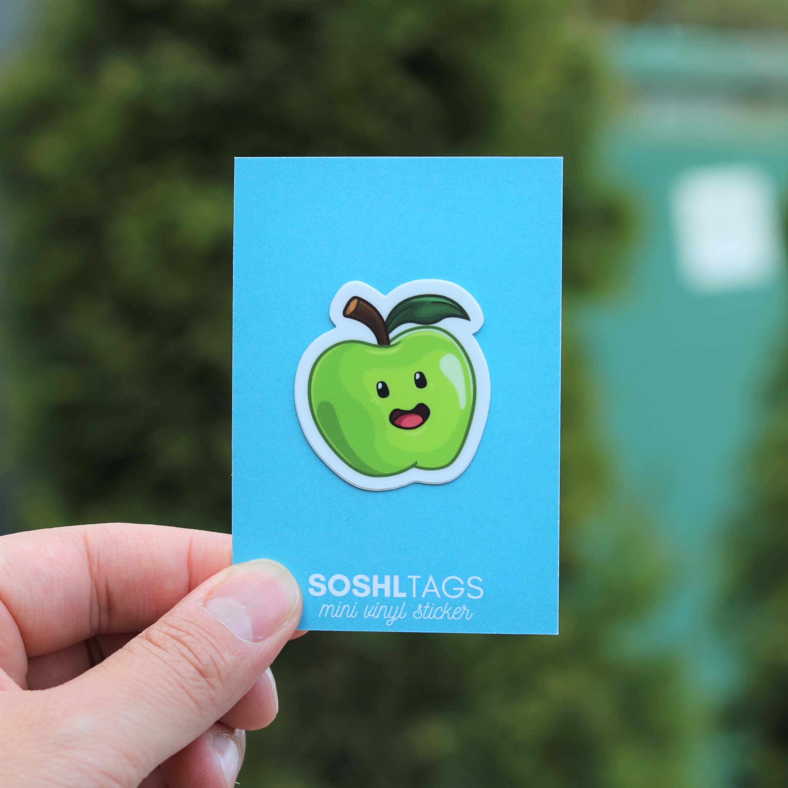 hjem omhyggeligt erklære Mini Green Apple Sticker | Small Waterproof Food Sticker – Soshl Tags