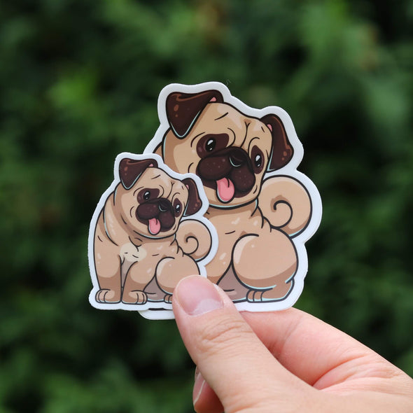 Brown Pug Sticker