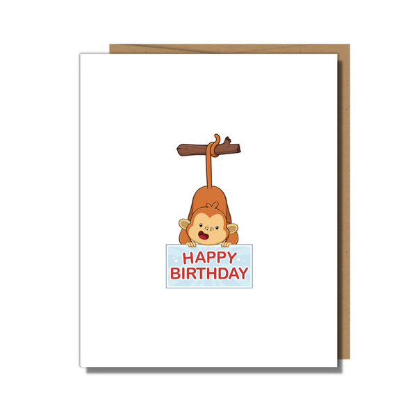Monkey Holding Happy Birthday Sign | Birthday Card