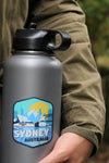 Sydney Australia Sticker on gray water bottle