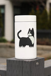 cute Tuxedo Cat Sticker on white water bottle