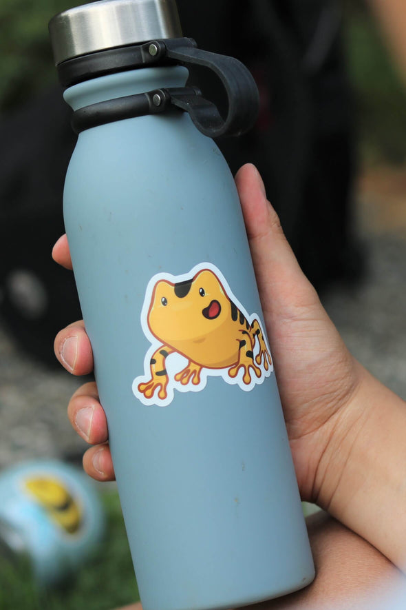 Frog Sticker On Water Bottle